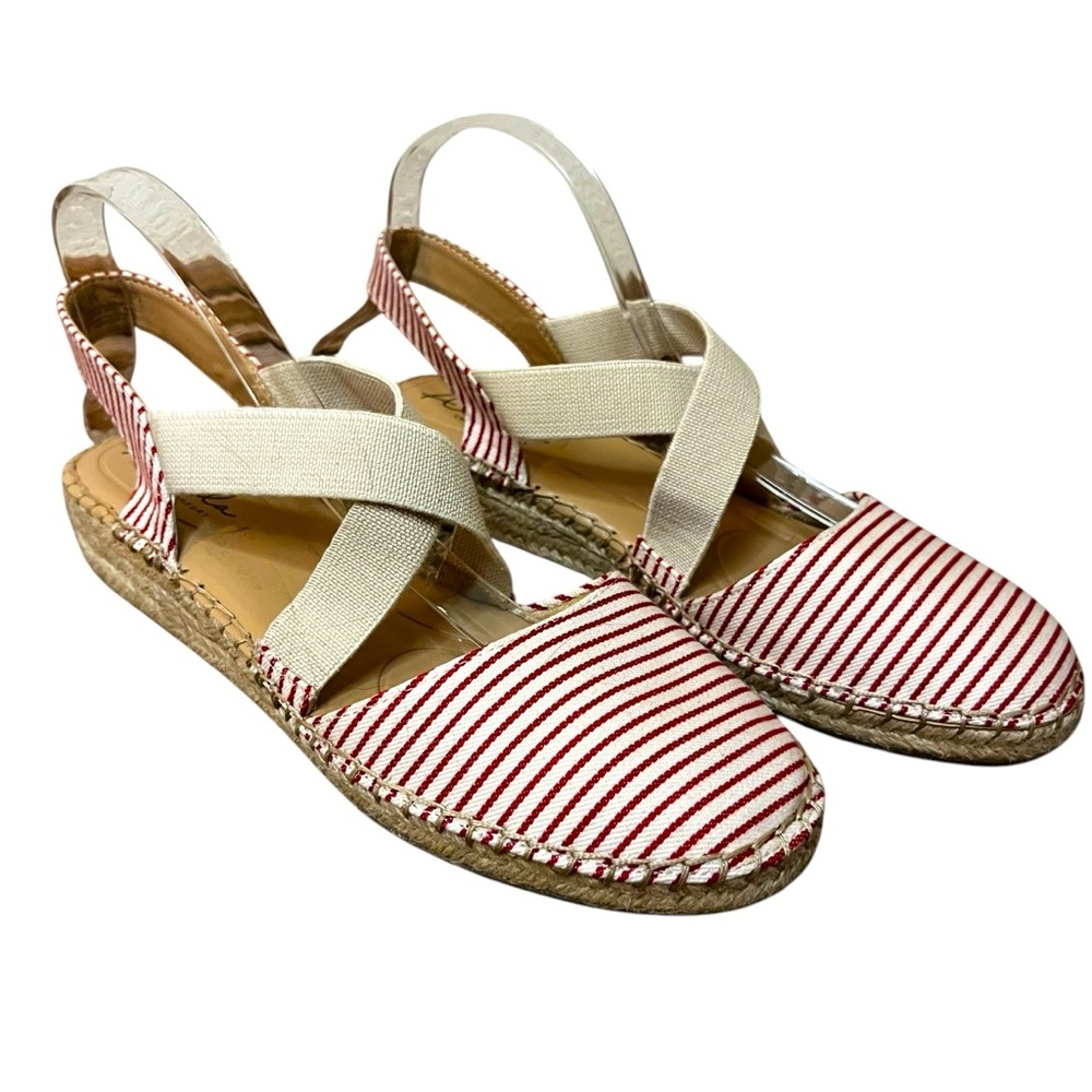 Abella True Comfort red striped espadrille shoes size 8.5